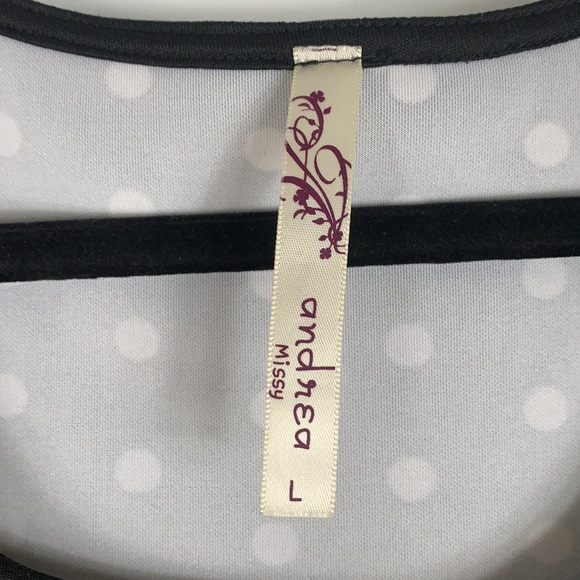 Andrea black/white polka dot sleeveless dress Lg - Picture 5 of 6